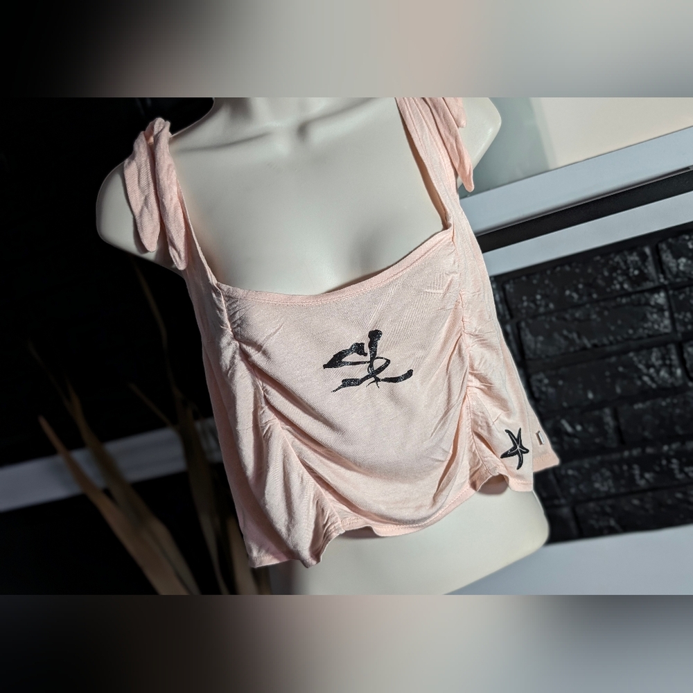 Ocean Vibes Pink Glitter Starfish Crop Top LG-XL NWT